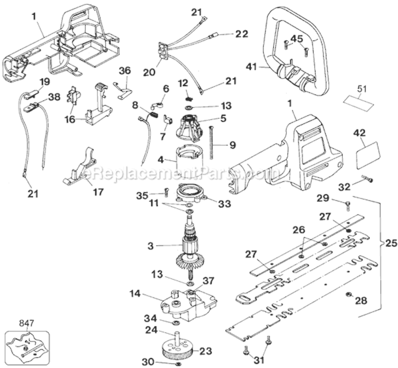 Page A Diagram and Parts List for HT300 Type 3 Black and Decker Hedge Trimmer